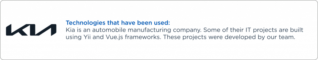 Kia Corporation companie that use the Yii framework Kia Corporation companie that use the Yii framework