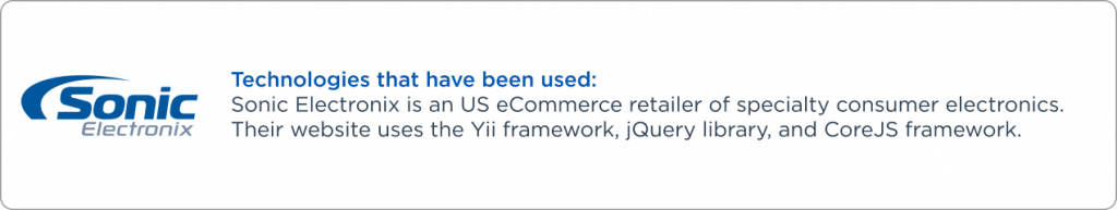 Sonic Electronix companie that use the Yii framework Sonic Electronix companie that use the Yii framework
